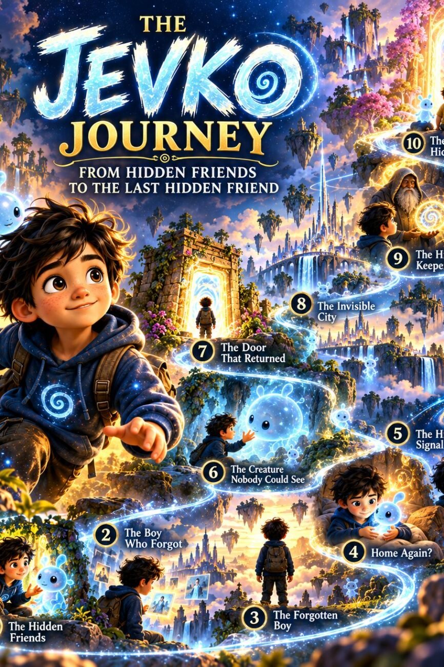 JEVKO journey map showing the connected story path from The Hidden Friends to The Last Hidden Friend across ten books.